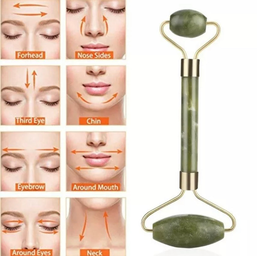 Natural Jade Facial Roller & Gua Sha Board Massager set -CLEARANCE WAS $25 NOW $20