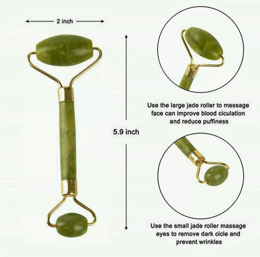 Natural Jade Facial Roller & Gua Sha Board Massager set -CLEARANCE WAS $25 NOW $20