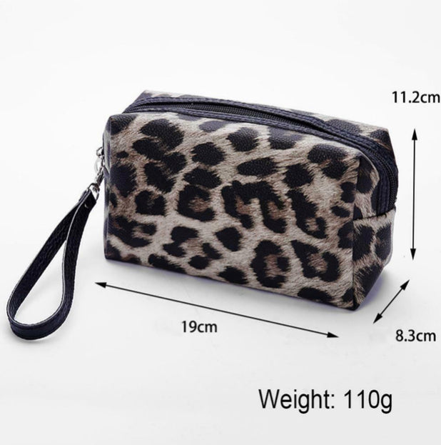 Leopard Waterproof makeup case with felt cloth material on the inside -CLEARANCE WAS $18 NOW $14