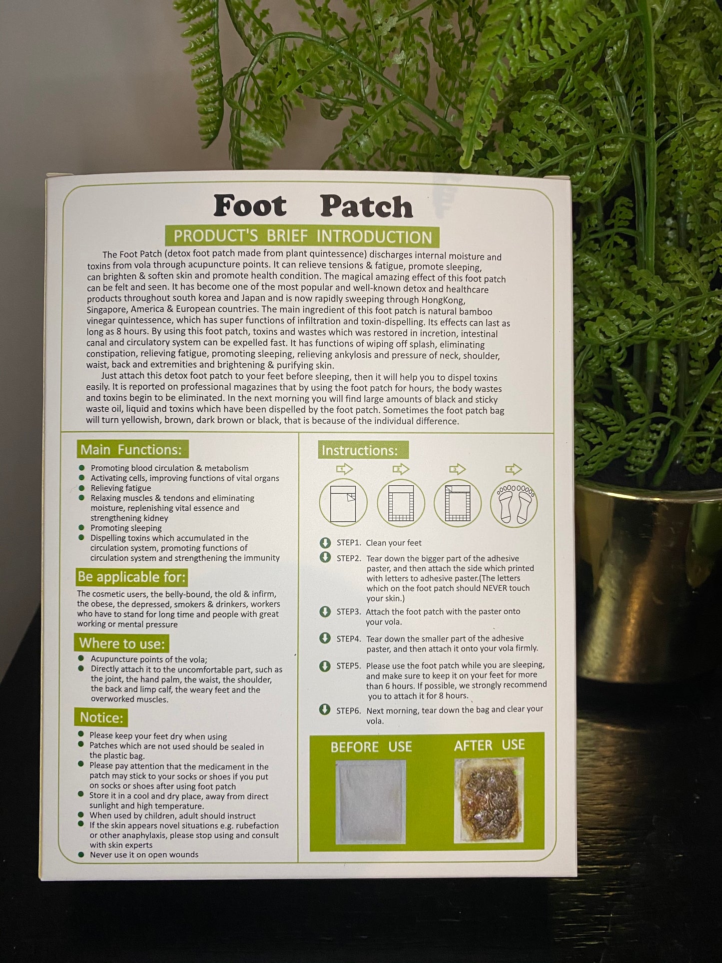 Detox Foot Patch Pads - Natural plant Toxin Removal